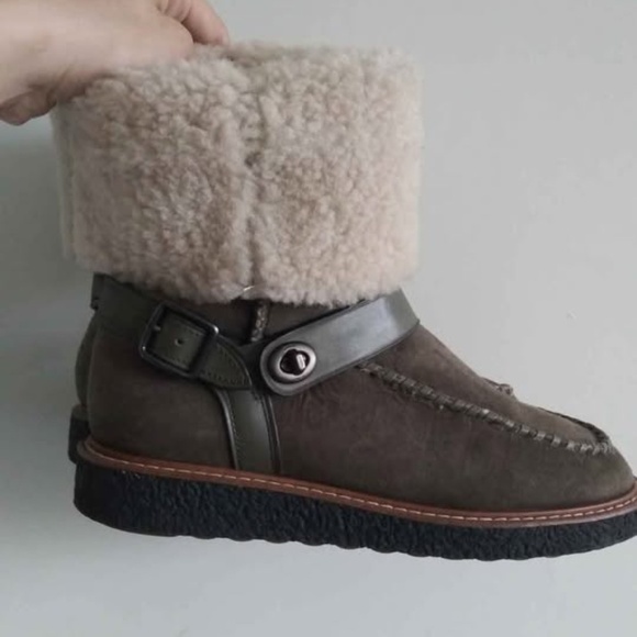 Coach Moto Genuine Shearling Boots size 8B - Picture 2 of 10